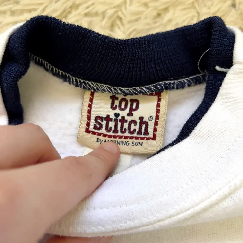 Vintage 1980s Top Stitch by Morning Sun White Crewneck Sweatshirt Size Large